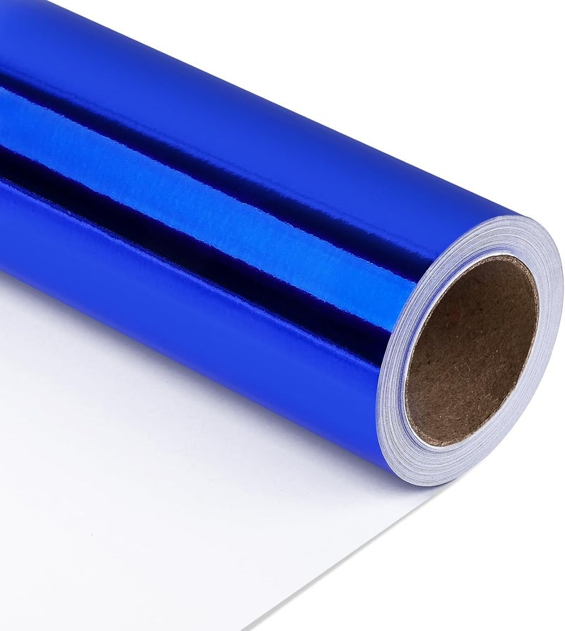 NESCCI Royal Blue Metallic Wrapping Paper, Solid Color Paper,Gift Wrapping Paper,Perfect for Wedding,Valentine's Day,Birthday, Christmas,Baby Shower,DIY Bouquet (17 Inches X 32.8 Feet) - Image 1